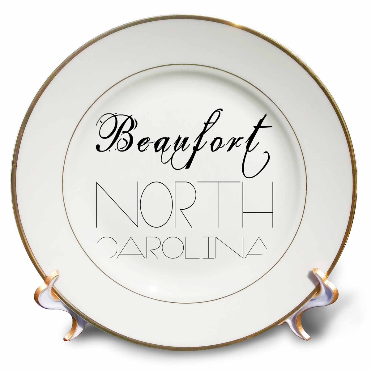 3dRose Alexis Design - American Beaches Typography - American beaches. Decorative text Beaufort, North Carolina - Plates