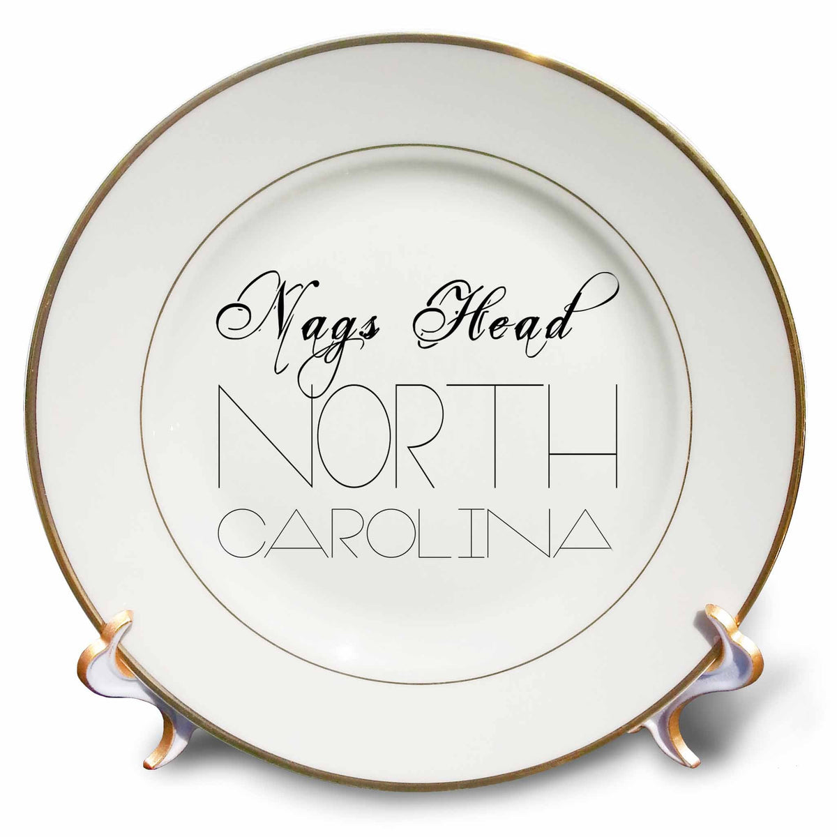 3dRose Alexis Design - American Beaches Typography - American Beaches. Decorative Text Nags Head, North Carolina - Plates