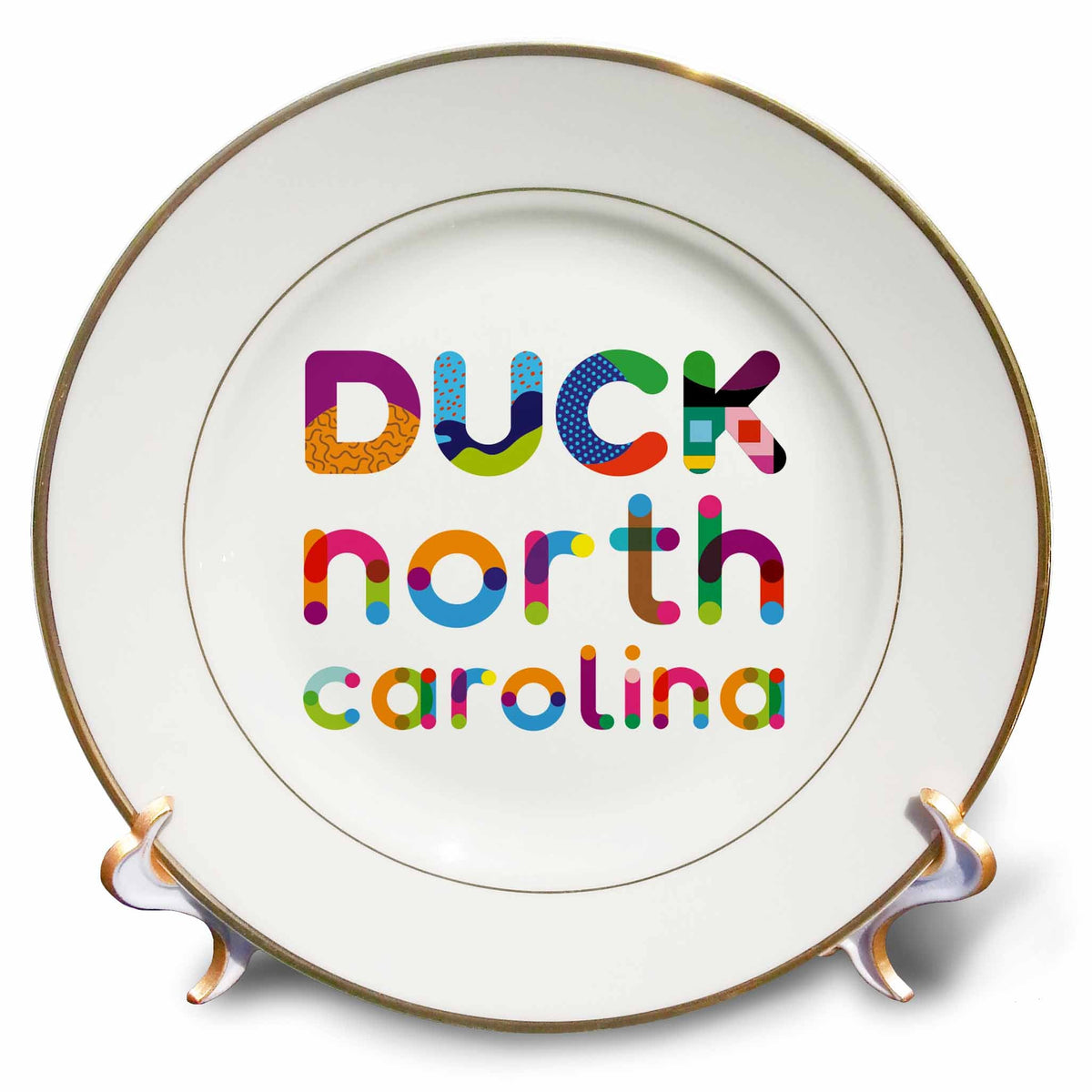 3dRose Popular American Beaches. Duck, North Carolina colorful text art - Plates (cp_339020)