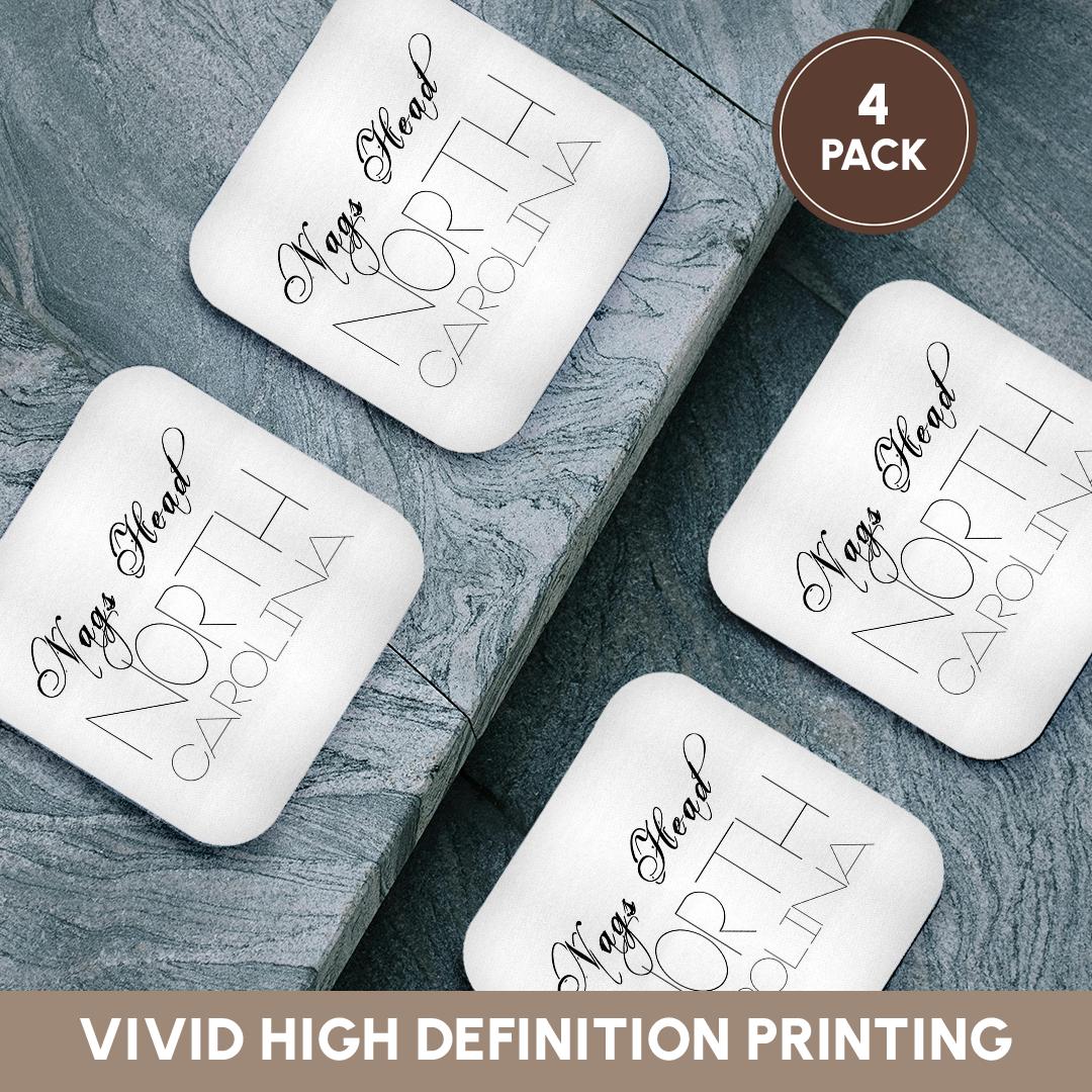3dRose Alexis Design - American Beaches Typography - American Beaches. Decorative Text Nags Head, North Carolina - Coasters