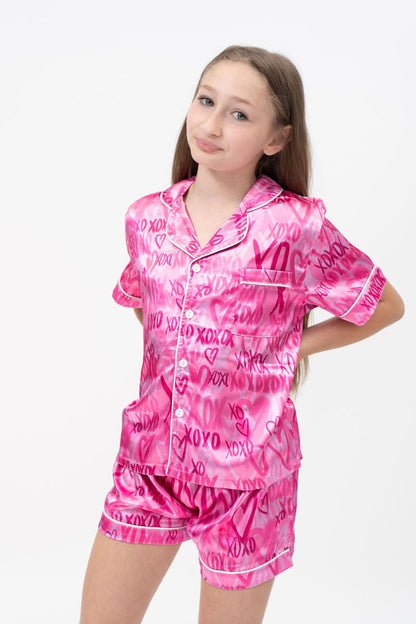 Tweenstyle by. Stoopher - XO Hearts Silky Loungewear Set