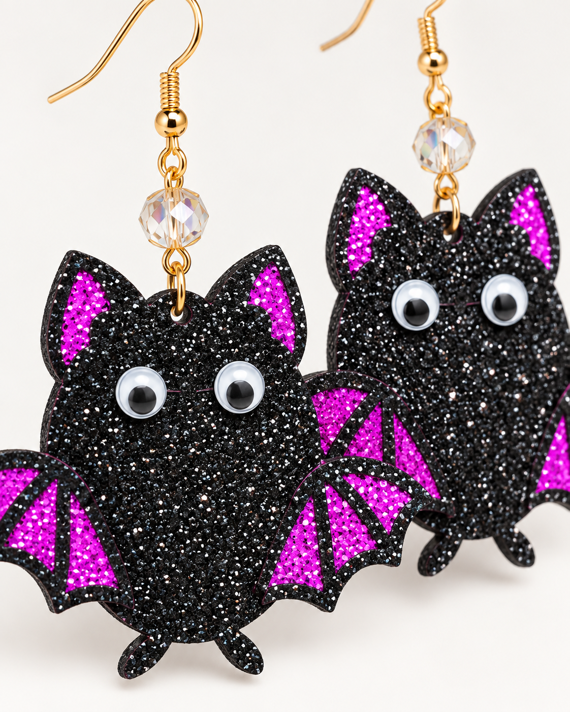 Midnight Mischief Glitter Bat Earrings