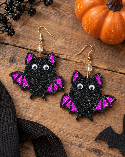 Midnight Mischief Glitter Bat Earrings