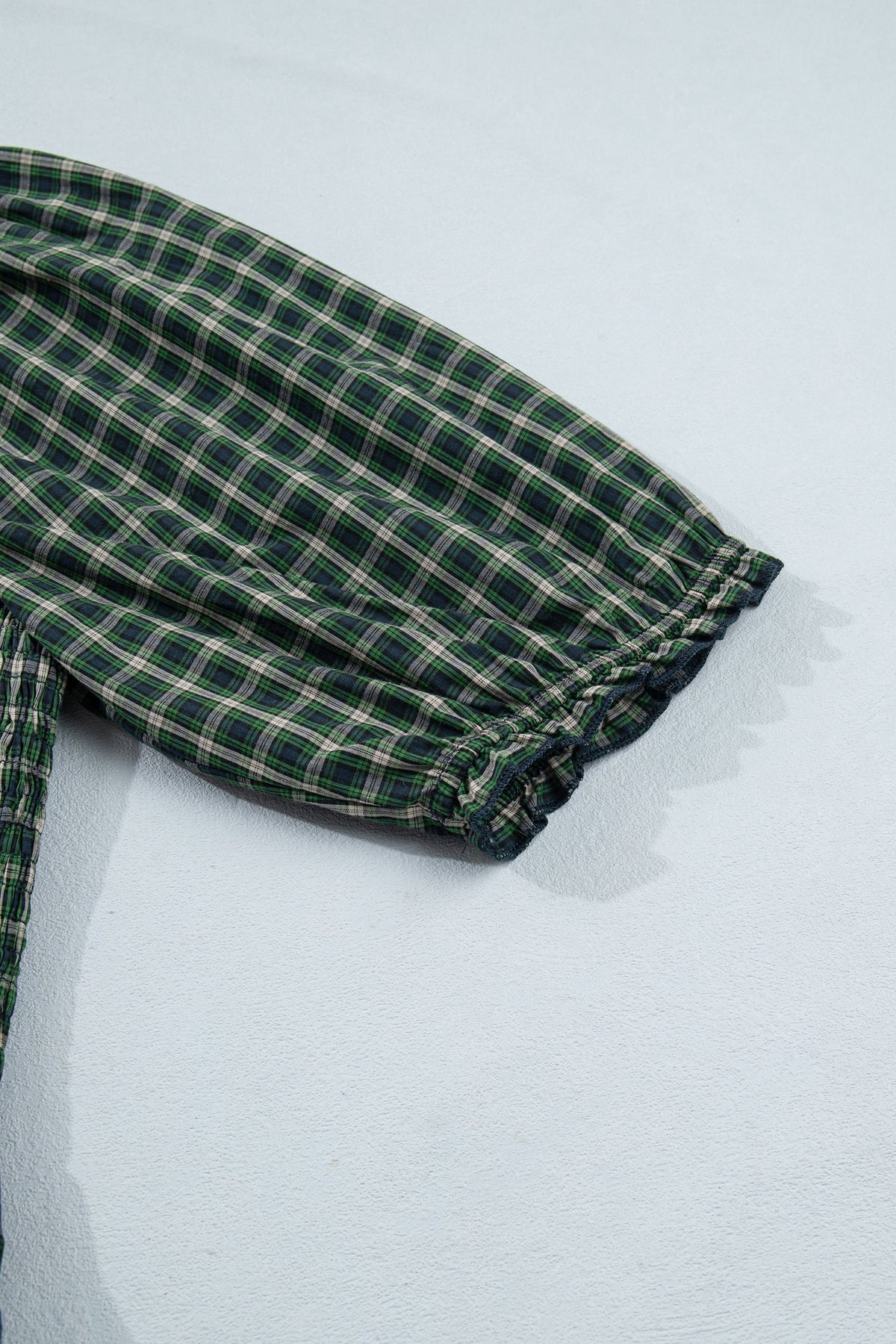 Daisy Plaid Square Neck Shirred High Waist Ruffle Hem Dress