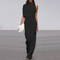 Women Pants Solid Color One Shoulder Pile Collar Jumpsuit Popular Dress Trousers