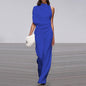 Women Pants Solid Color One Shoulder Pile Collar Jumpsuit Popular Dress Trousers