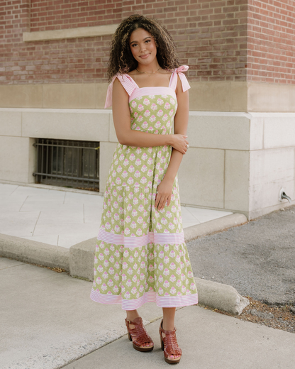 Lily Detail Knot Straps Maxi Dress - Green