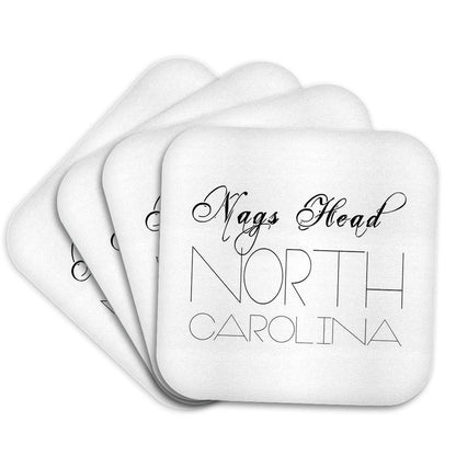 3dRose Alexis Design - American Beaches Typography - American Beaches. Decorative Text Nags Head, North Carolina - Coasters