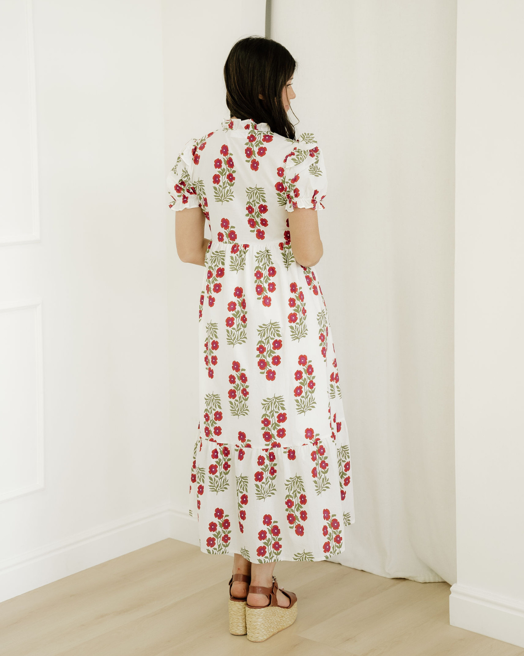 Kali Short Bubble Sleeve Tiered Maxi Dress