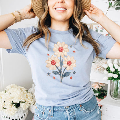 Patriotic Shirt - Floral 4th Of July Tee | Boho Retro Hippie Daisy Lover Shirt
