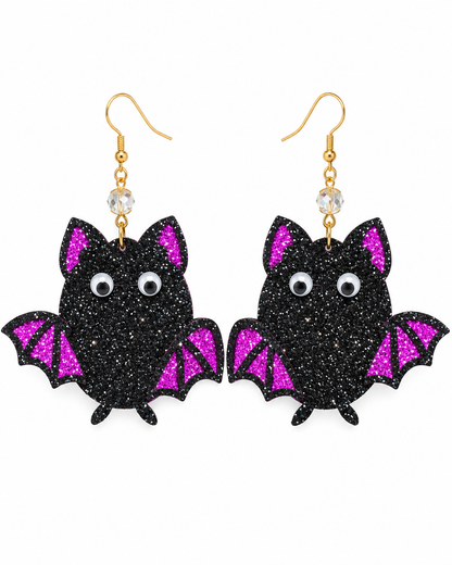 Midnight Mischief Glitter Bat Earrings