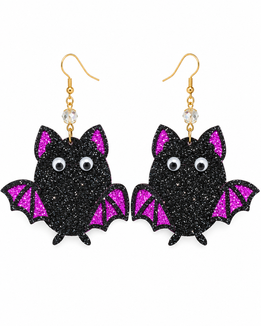 Midnight Mischief Glitter Bat Earrings