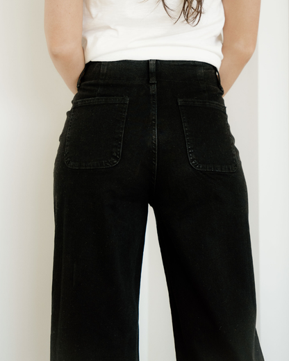 Brooke Wide Leg Jeans | High Rise Double Button Denim
