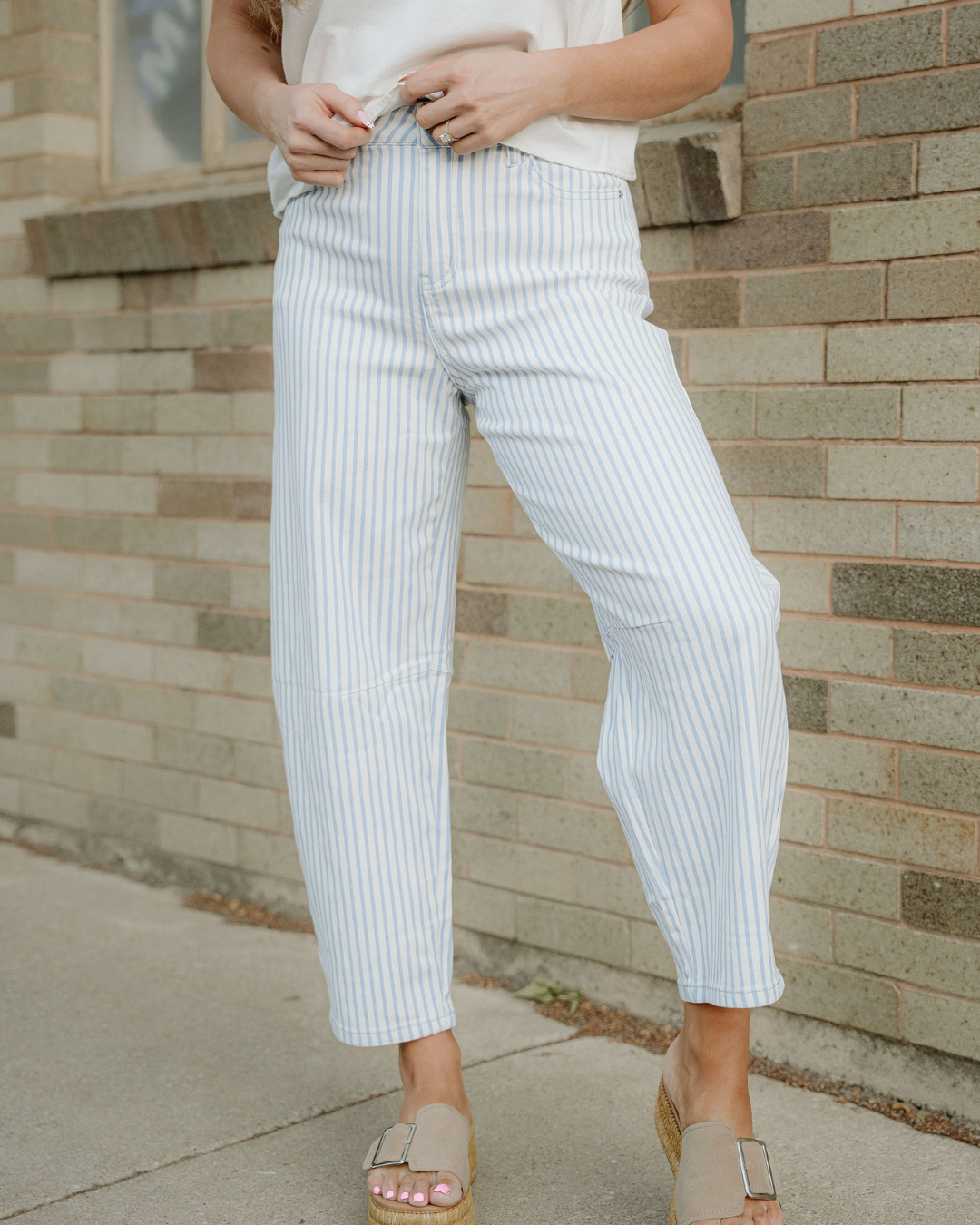 Lennox Stripe Casual Barrel Jeans
