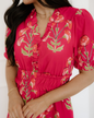 Neve Red Floral Maxi Dress | Ruffle V Neck Dress