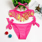 3-16Y Cartoon Two-piece Girls Swimwear Ruffle Swimsuit Bikini Set One Shoulder Beachwear Princess Two Piece
