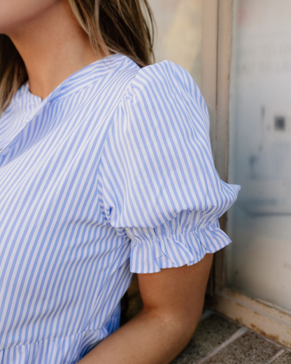 Kaeli Bubble Short Sleeve Tiered Scallop Long Dress
