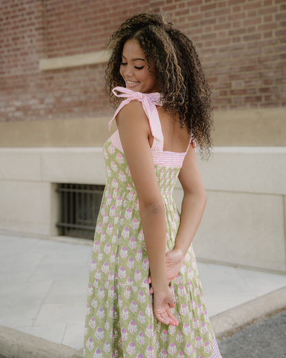 Lily Detail Knot Straps Maxi Dress - Green