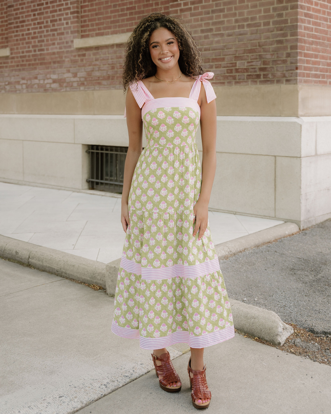 Lily Detail Knot Straps Maxi Dress - Green