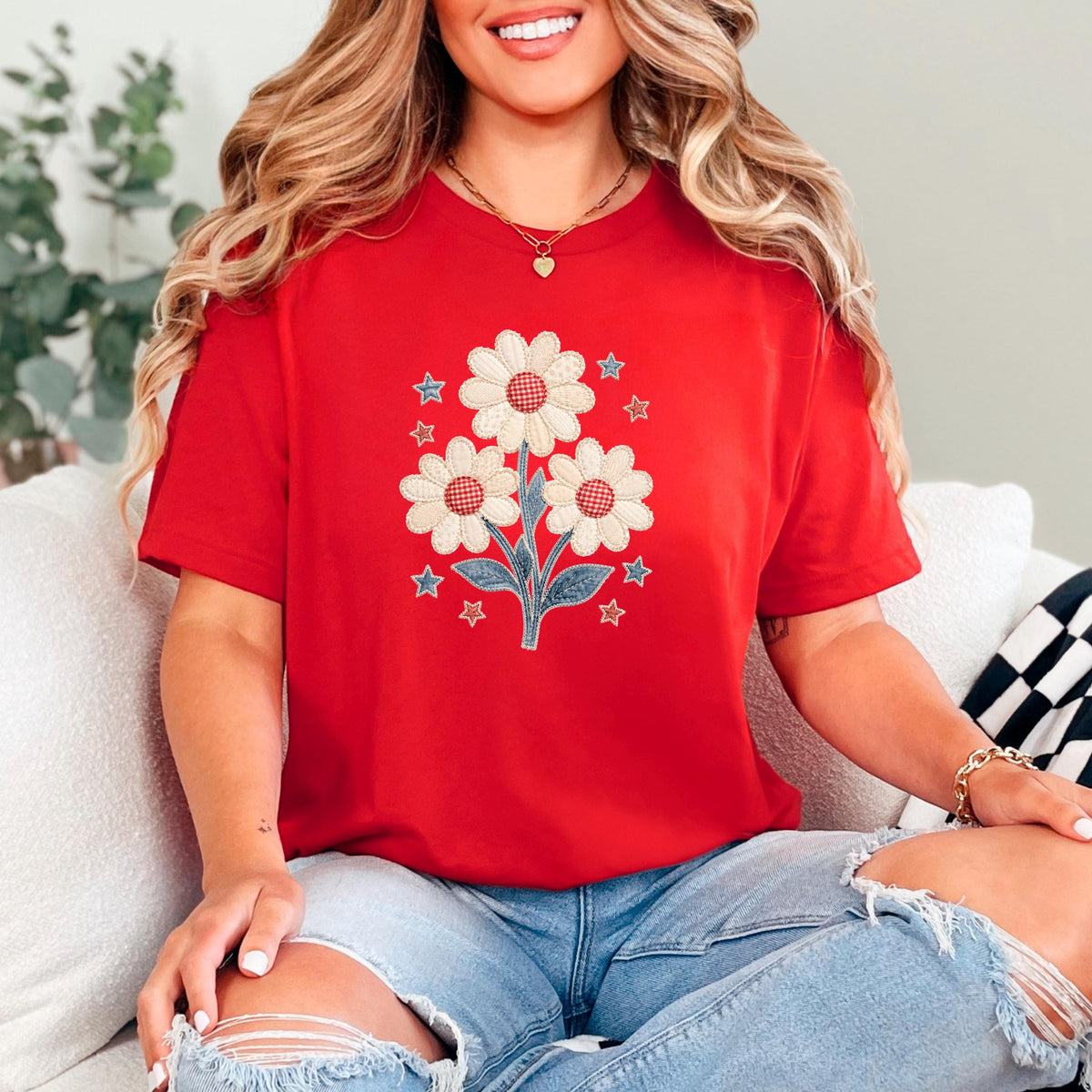 Patriotic Shirt - Floral 4th Of July Tee | Boho Retro Hippie Daisy Lover Shirt