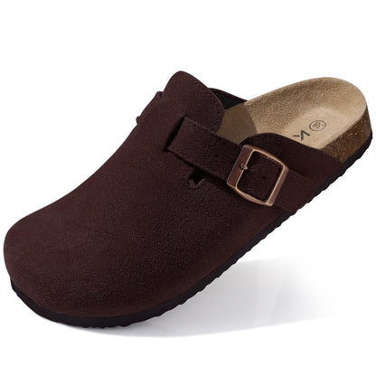 KIDMI Genuine Suede Clogs for Women Men Cork Footbed Mules Potato Shoes
