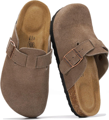 Project Cloud 100% Genuine Leather Womens Cork Footbed Clogs for Women