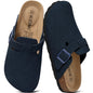 KIDMI Genuine Suede Clogs for Women Men Cork Footbed Mules Potato Shoes