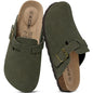 KIDMI Genuine Suede Clogs for Women Men Cork Footbed Mules Potato Shoes