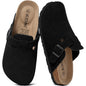 KIDMI Genuine Suede Clogs for Women Men Cork Footbed Mules Potato Shoes