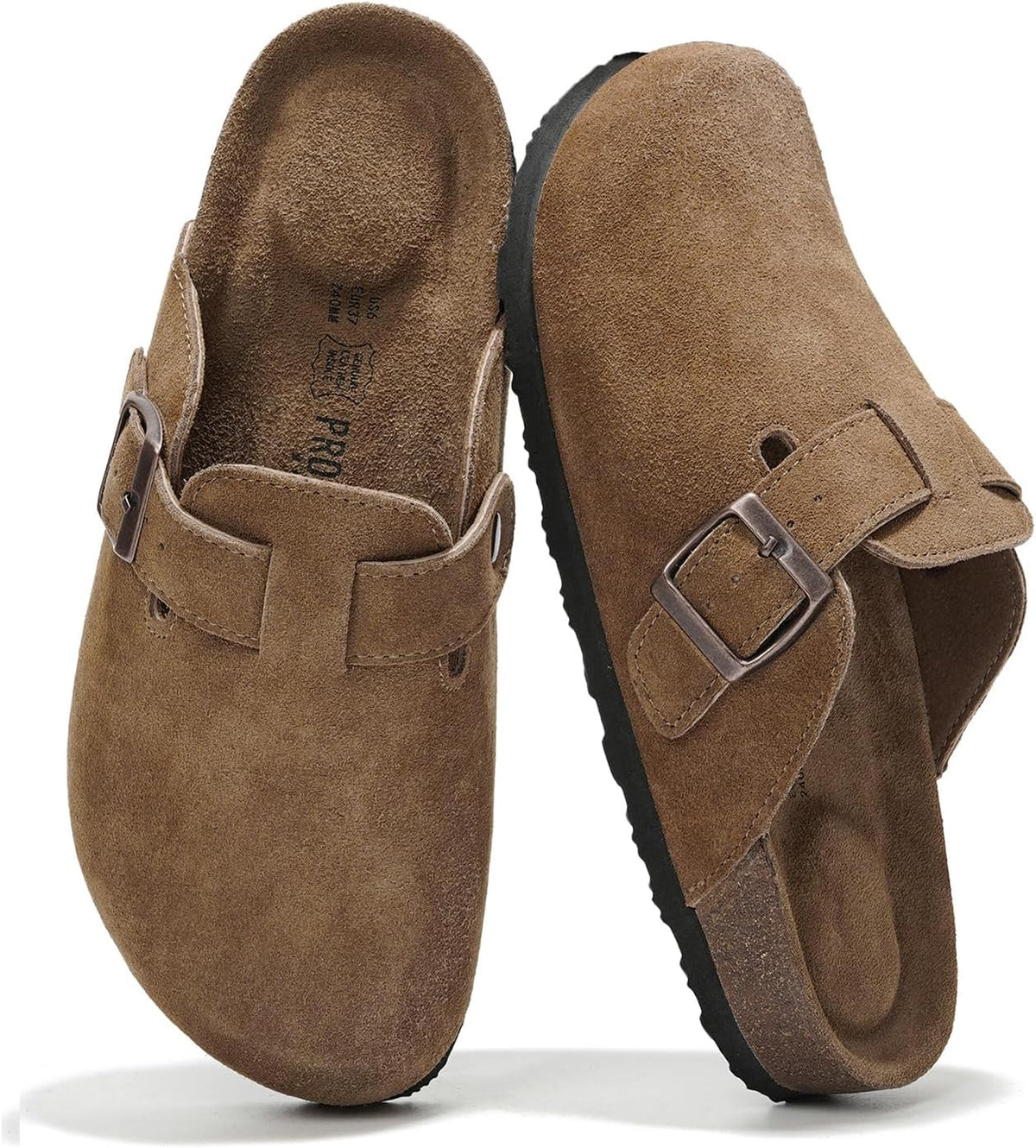 Project Cloud 100% Genuine Leather Womens Cork Footbed Clogs for Women