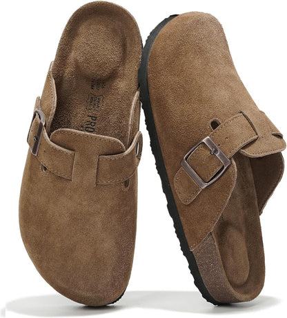 Project Cloud 100% Genuine Leather Womens Cork Footbed Clogs for Women