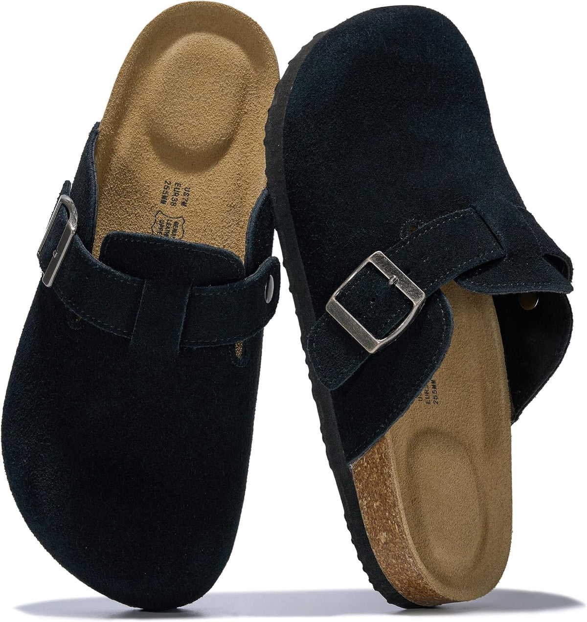 Project Cloud 100% Genuine Leather Womens Cork Footbed Clogs for Women