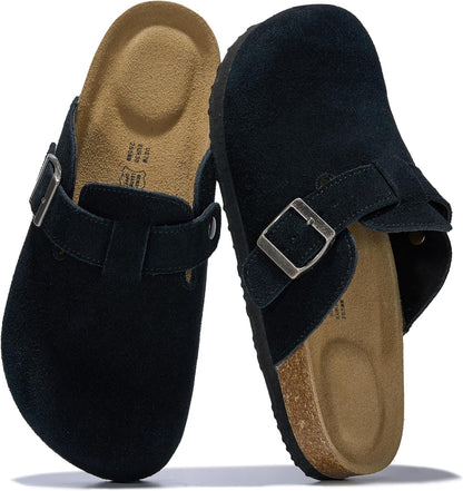 Project Cloud 100% Genuine Leather Womens Cork Footbed Clogs for Women