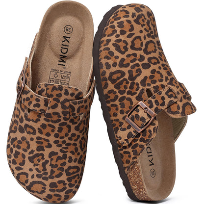 KIDMI Genuine Suede Clogs for Women Men Cork Footbed Mules Potato Shoes
