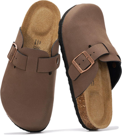 Project Cloud 100% Genuine Leather Womens Cork Footbed Clogs for Women