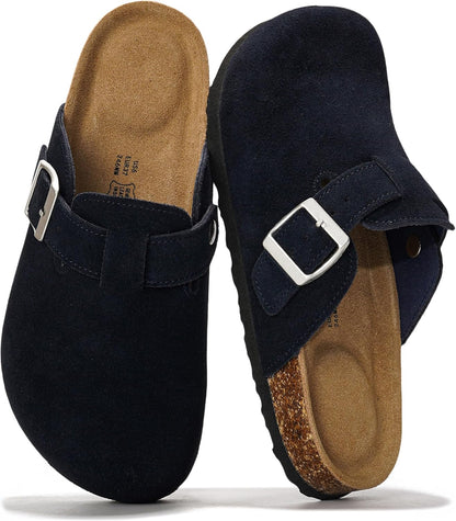 Project Cloud 100% Genuine Leather Womens Cork Footbed Clogs for Women