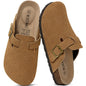 KIDMI Genuine Suede Clogs for Women Men Cork Footbed Mules Potato Shoes
