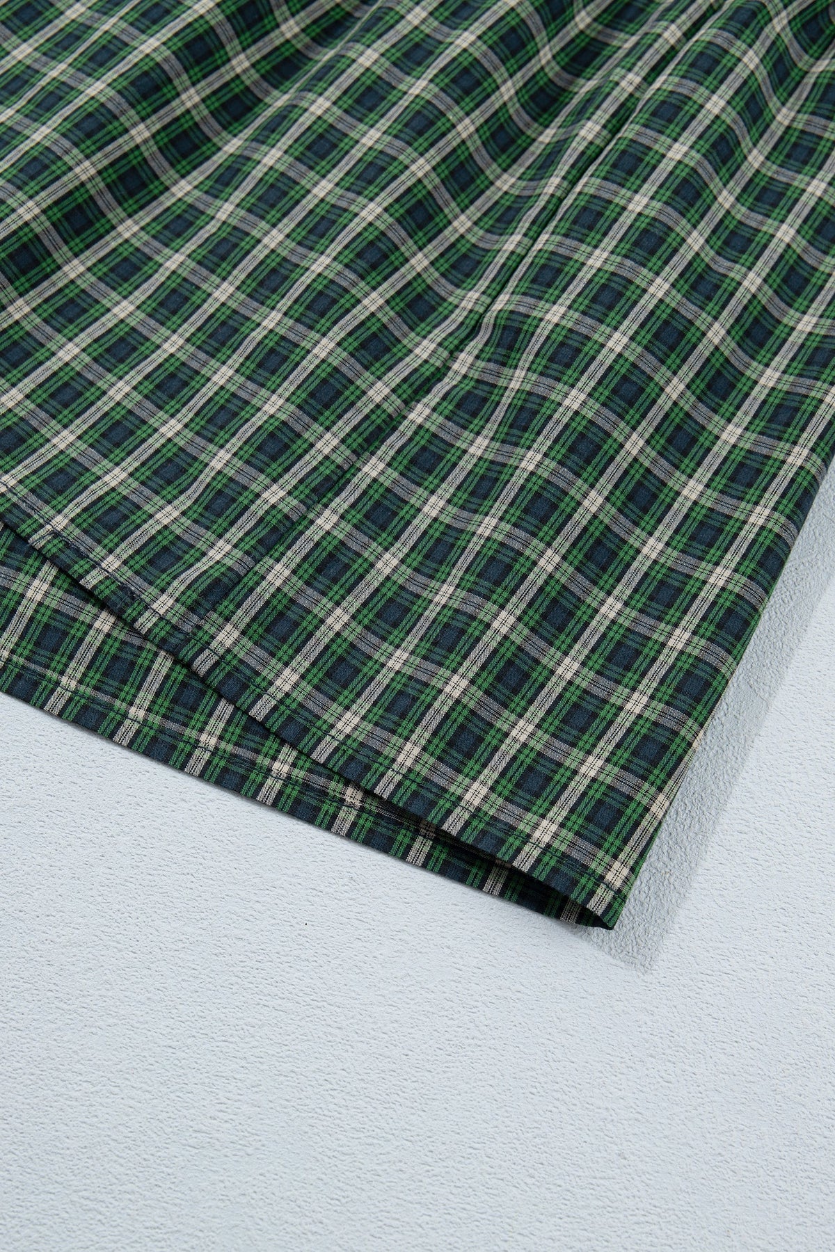 Daisy Plaid Square Neck Shirred High Waist Ruffle Hem Dress