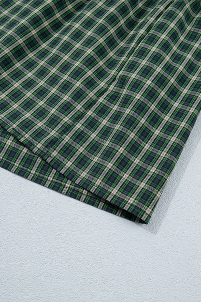 Daisy Plaid Square Neck Shirred High Waist Ruffle Hem Dress