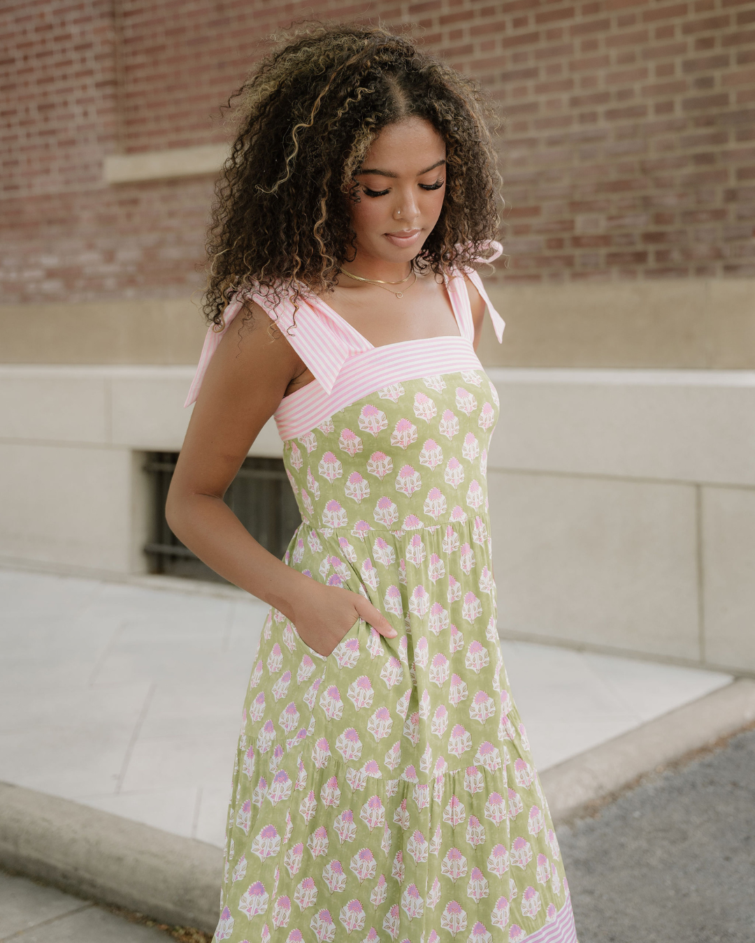 Lily Detail Knot Straps Maxi Dress - Green