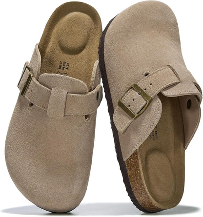 Project Cloud 100% Genuine Leather Womens Cork Footbed Clogs for Women