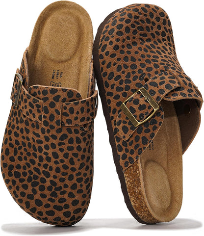 Project Cloud 100% Genuine Leather Womens Cork Footbed Clogs for Women