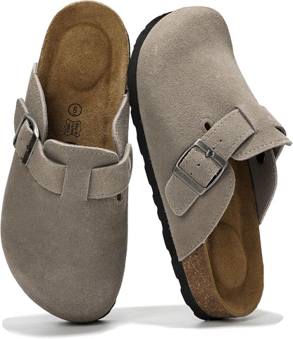 Project Cloud 100% Genuine Leather Womens Cork Footbed Clogs for Women