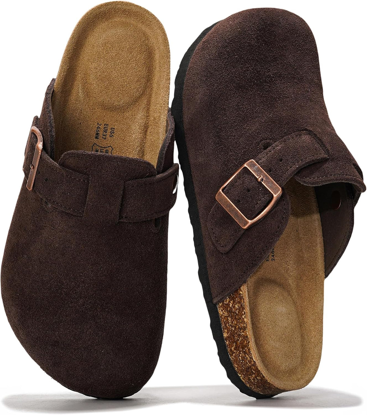 Project Cloud 100% Genuine Leather Womens Cork Footbed Clogs for Women