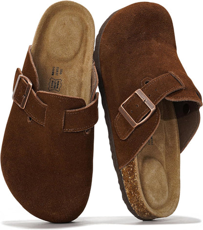 Project Cloud 100% Genuine Leather Womens Cork Footbed Clogs for Women