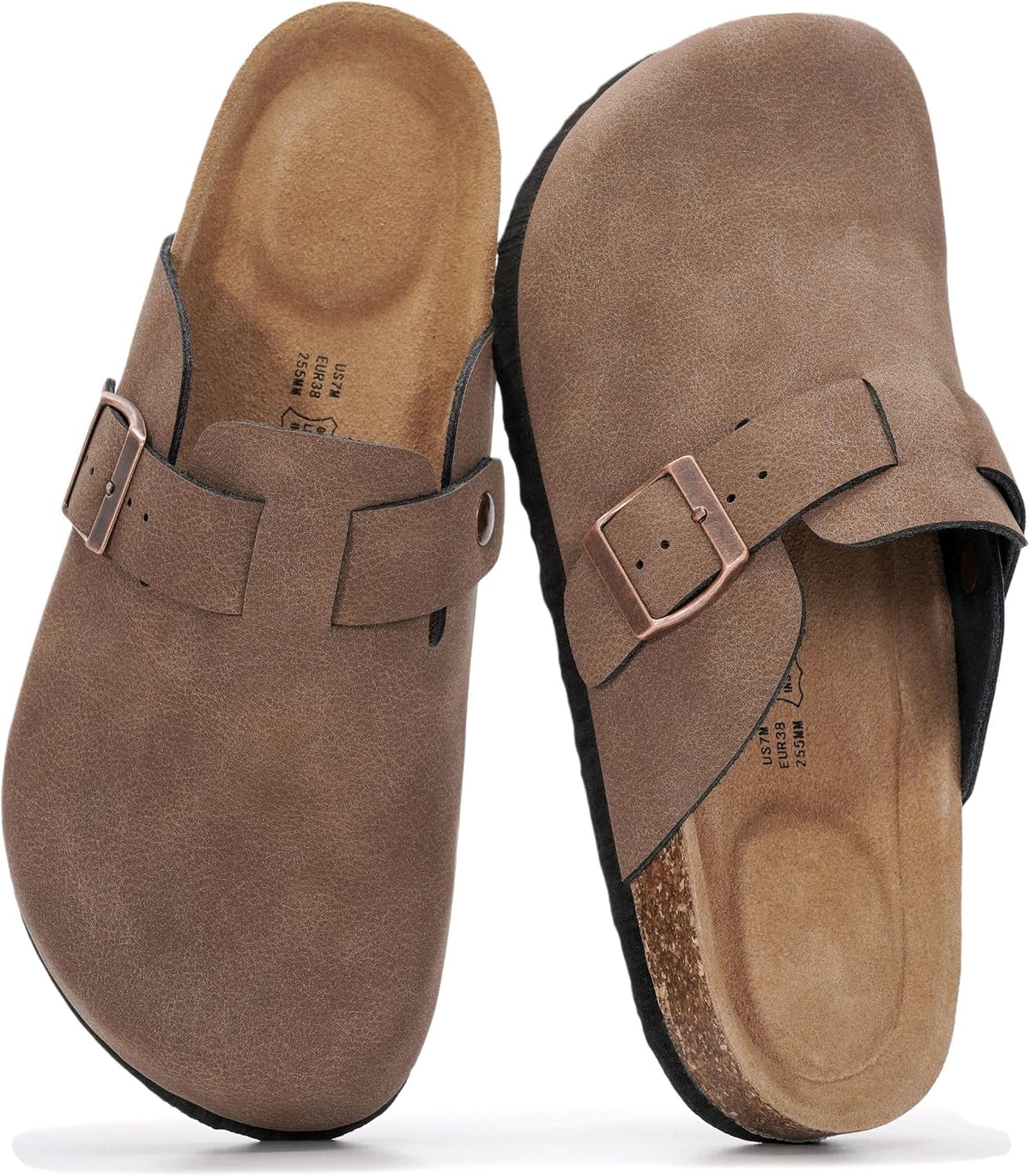 Project Cloud 100% Genuine Leather Womens Cork Footbed Clogs for Women