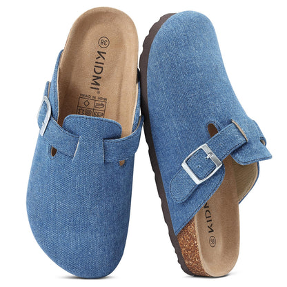 KIDMI Genuine Suede Clogs for Women Men Cork Footbed Mules Potato Shoes