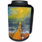 3dRose Sandy Welds Seaside Girls - Sunny Girl with Poodle, walk on the beach - Can Cooler Bottle Wrap (cc_66333)