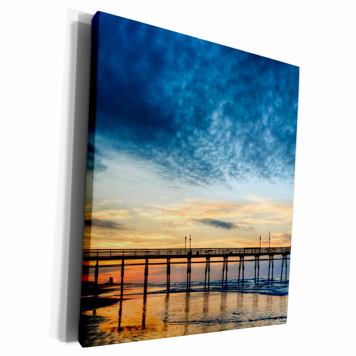 3dRose Sunset Beach pier at sunrise, North Carolina, USA -... - Museum Grade Canvas Wrap (cw_145564)