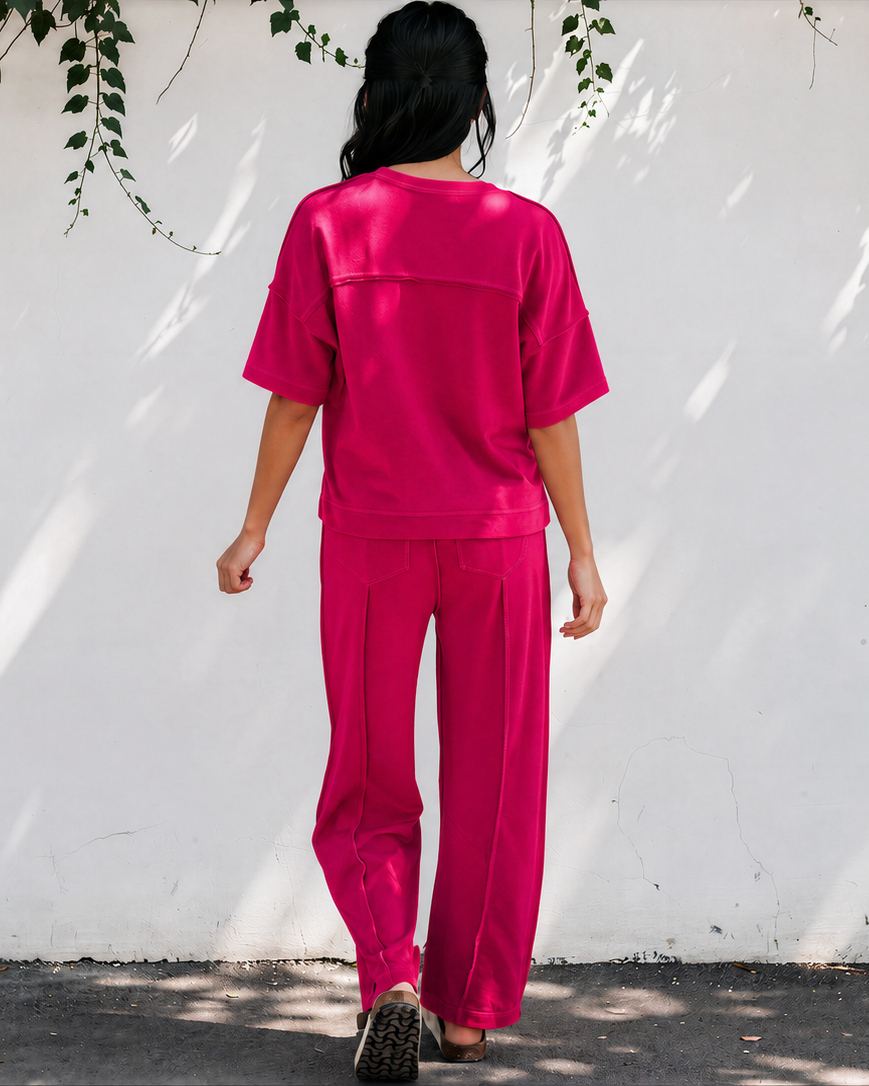 Drop Shoulder Boxy Tee and Barrel Pants Set